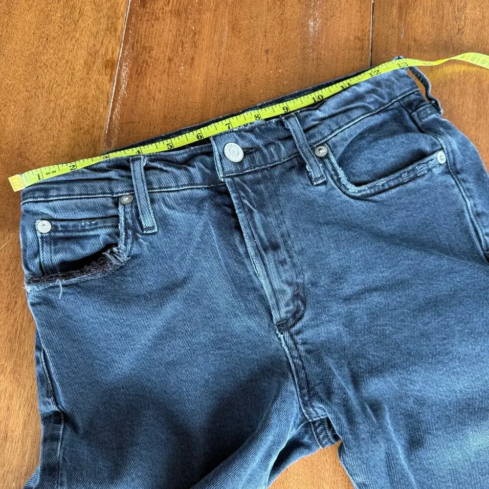 Agolde Toni Mid Rise Straight Leg Distressed Jeans Black‎ Denim Sz 26 Revolve